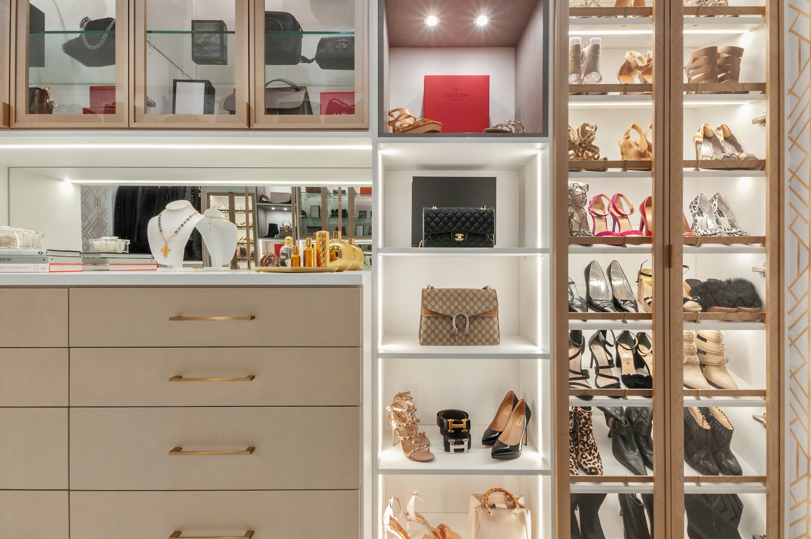 Custom closet shelving and storage system, representative of our built-in millwork